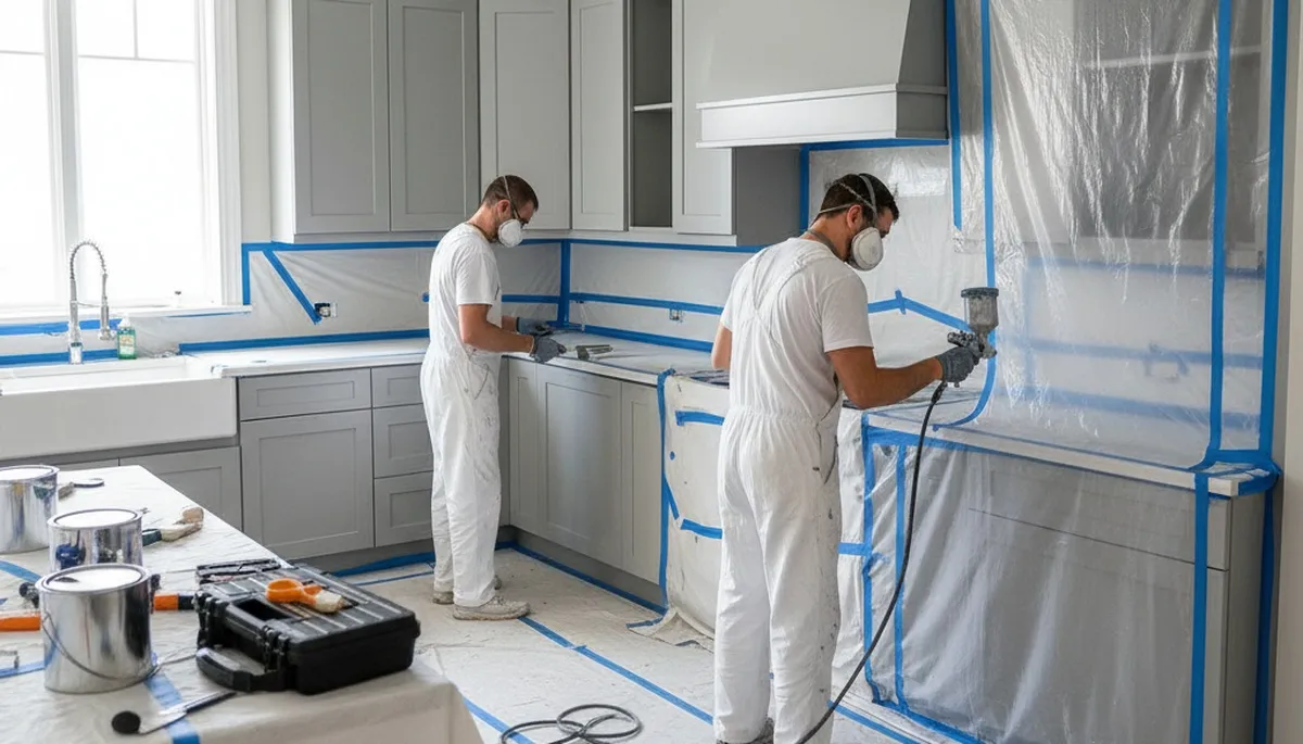 Cabinet painting in Naperville, IL for kitchens and bathrooms with durable, humidity-resistant finishes