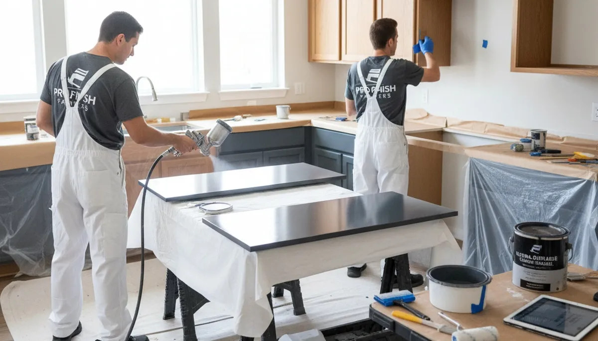 Cabinet painting in Naperville, IL for kitchen and bathroom cabinets with durable, clean finishes