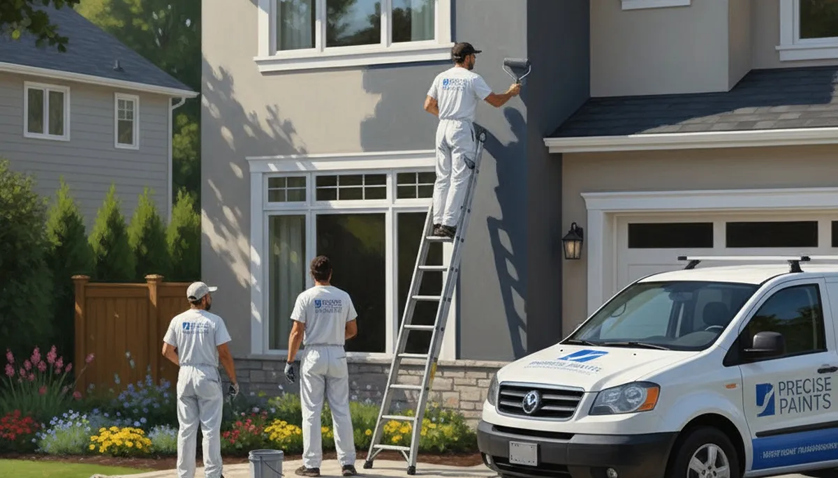 Naperville, IL house painters applying durable exterior paint on a home