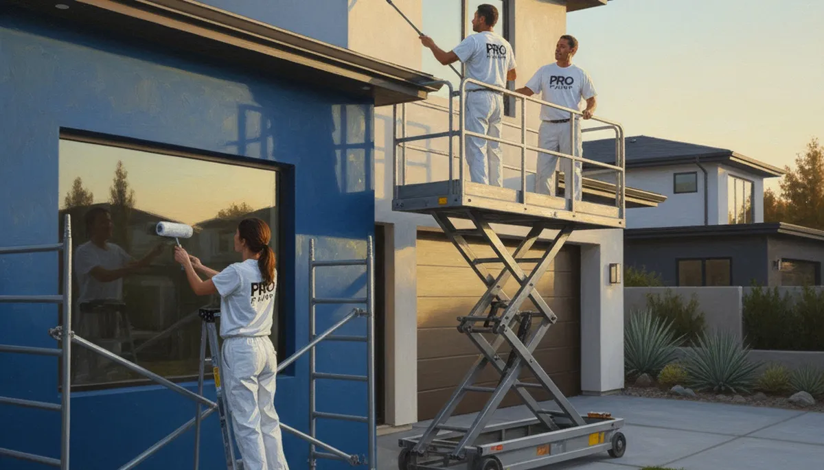 Naperville, IL house painters applying durable exterior paint on a residential home