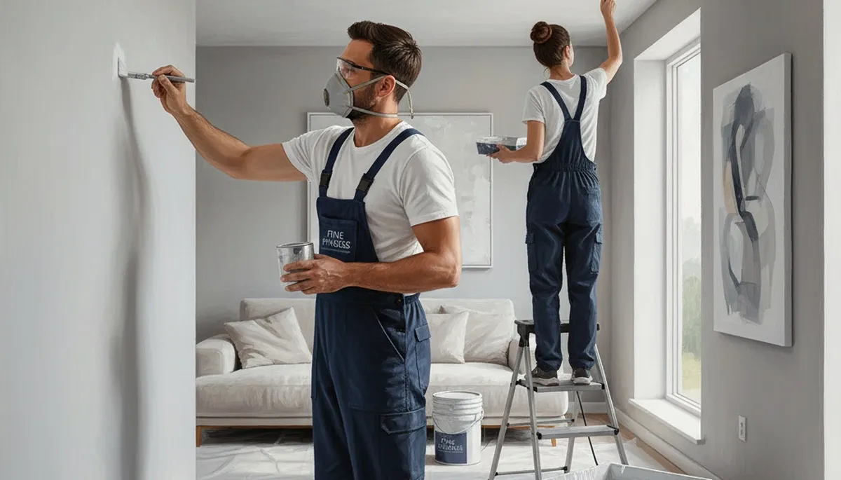 Painter repairing wall scuffs and touch-ups for a Naperville, IL home