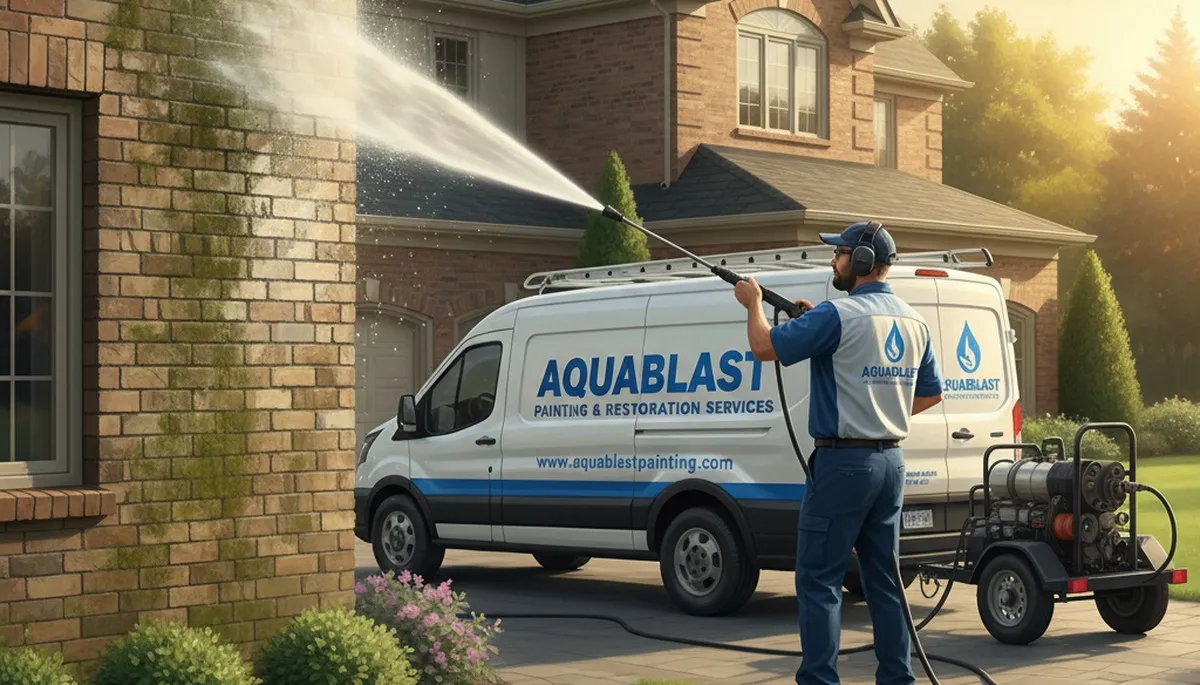 Naperville, IL pressure cleaning crew washing siding, driveways, and walkways for a painting business
