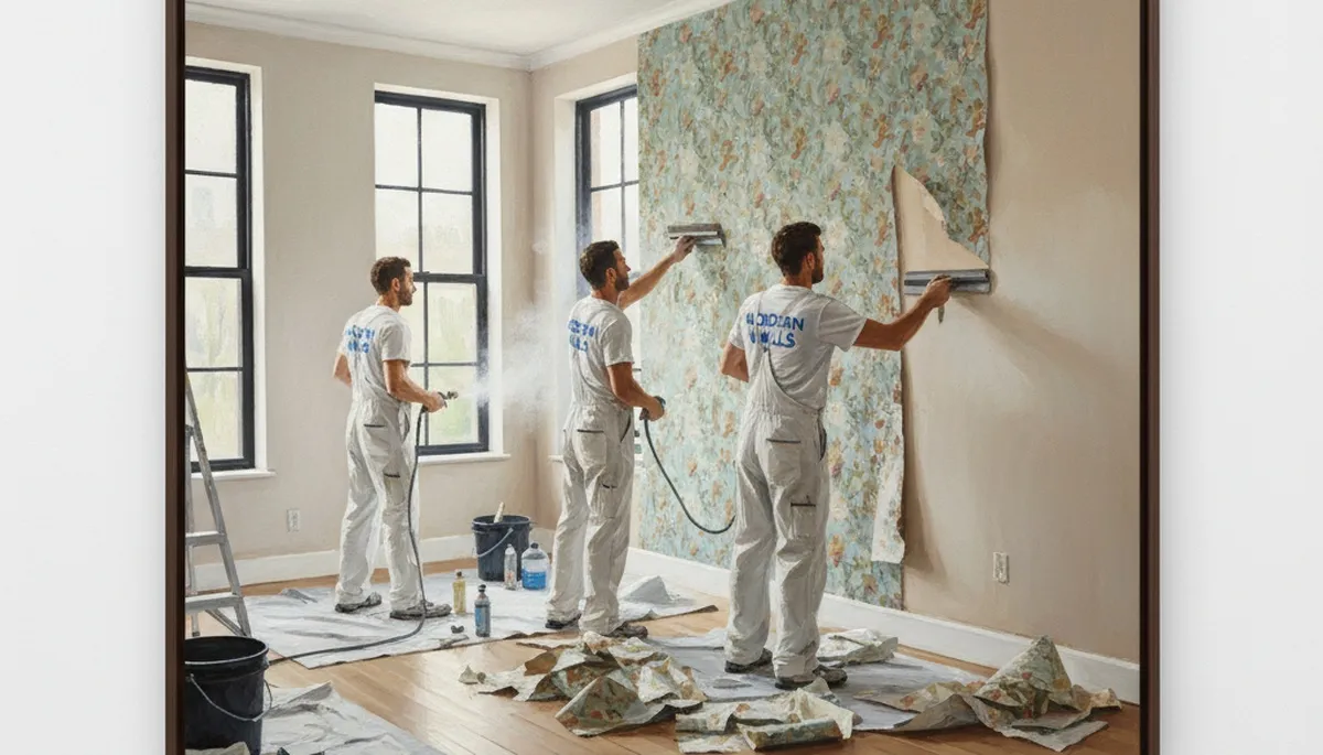 Professional wallpaper removal in Naperville, IL by Naperville Paint Pros